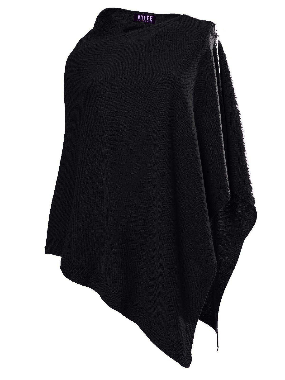 PONCHO MAGLIA, T.U., 10%CASHEMERE 33%MERINO 33%VI 24%POLY, MADE IN ITALY       - BLACK